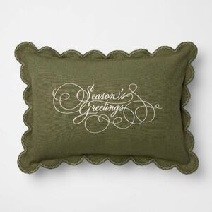 14"x20" Embroidered Season's Greetings Pillow Green - Threshold™ Studio McGee